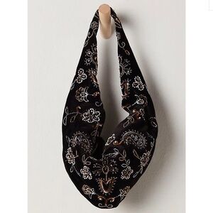 Free People Nashville Nights Beaded Black Velvet Shoulder Bag